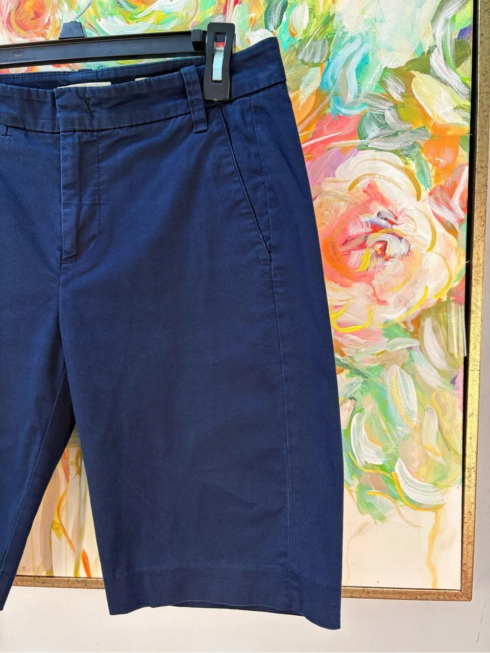 Vince Navy Blue Stretch Cotton Bermuda Shorts Size 4 Women’s Casual
